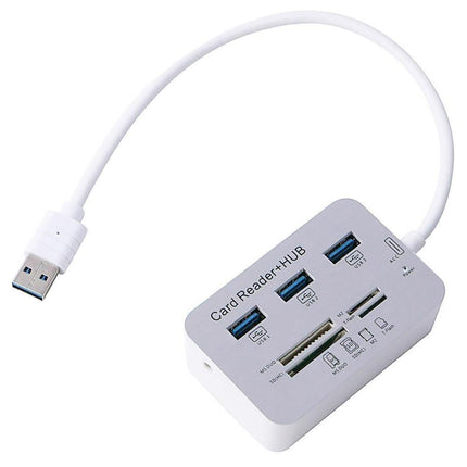 Multi-in-1 3 Ports USB 3.0 High Speed Hub Adapter with MS SD M2 TF Card Reader