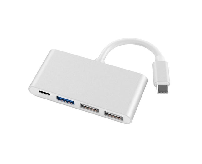 Portable 4 in 1 Type-C to USB 2.0 3.0 Converter Adapter Hub Cable for MacBook Silver V1263-JX-1086