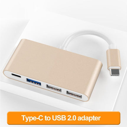 Portable 4 in 1 Type-C to USB 2.0 3.0 Converter Adapter Hub Cable for MacBook Silver