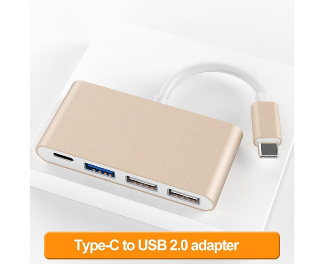 Portable 4 in 1 Type-C to USB 2.0 3.0 Converter Adapter Hub Cable for MacBook Silver – product detail
