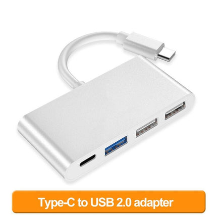 Portable 4 in 1 Type-C to USB 2.0 3.0 Converter Adapter Hub Cable for MacBook Silver