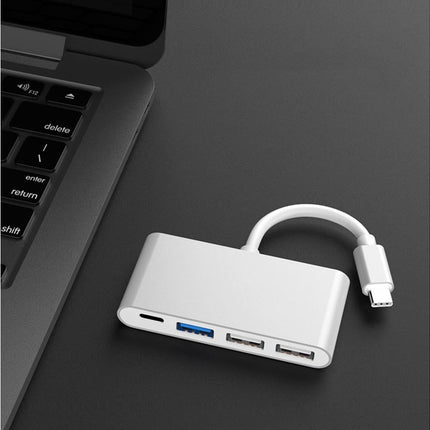 Portable 4 in 1 Type-C to USB 2.0 3.0 Converter Adapter Hub Cable for MacBook Silver