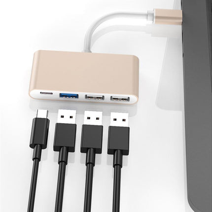 Portable 4 in 1 Type-C to USB 2.0 3.0 Converter Adapter Hub Cable for MacBook Silver