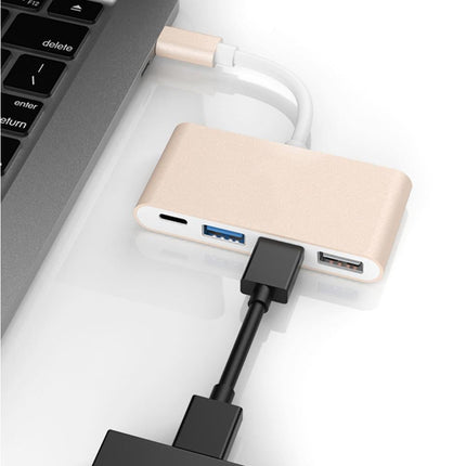 Portable 4 in 1 Type-C to USB 2.0 3.0 Converter Adapter Hub Cable for MacBook Silver