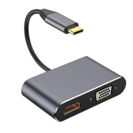 Type C to HDMI-compatible 4K VGA USB3.0 Audio Video Converter Charging Port Hub Adapter Grey