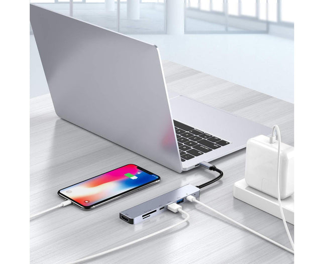 Type-C Hub Docking Station High Speed Multifunctional 7 in 1 USB 3.0 HDMI-compatible PD USB TF Laptop for