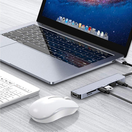 Type-C Hub Docking Station High Speed Multifunctional 7 in 1 USB 3.0 HDMI-compatible PD USB TF Laptop for Huawei Silver