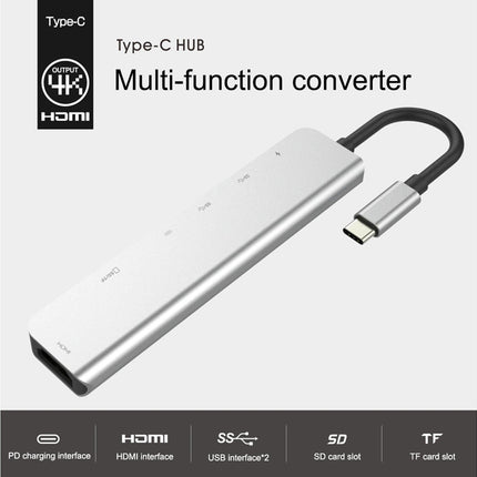 Type-C Hub Docking Station High Speed Multifunctional 7 in 1 USB 3.0 HDMI-compatible PD USB TF Laptop for Huawei Silver
