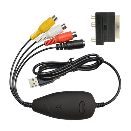 USB 2.0 Video Audio to HDD Converter Capture Card 3RCA Cable Scart RCA Adapter Black
