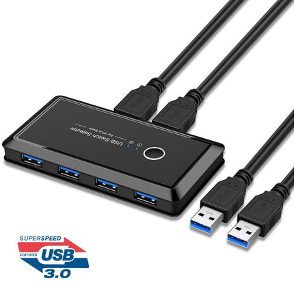 USB 3.0 Switch Selector 2 Computer Sharing 4 Devices for Keyboard Mouse Printer Black