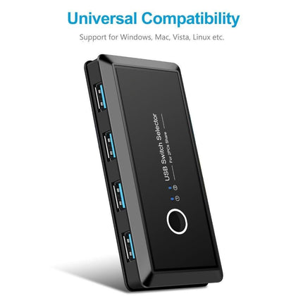 USB 3.0 Switch Selector 2 Computer Sharing 4 Devices for Keyboard Mouse Printer Black