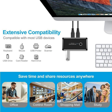USB 3.0 Switch Selector 2 Computer Sharing 4 Devices for Keyboard Mouse Printer Black