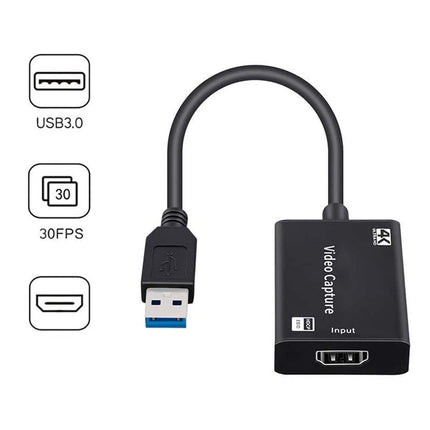 USB to HDMI-compatible High Clarity 1080P 4K Video Capture Card for Game Live Streaming Broadcast Black