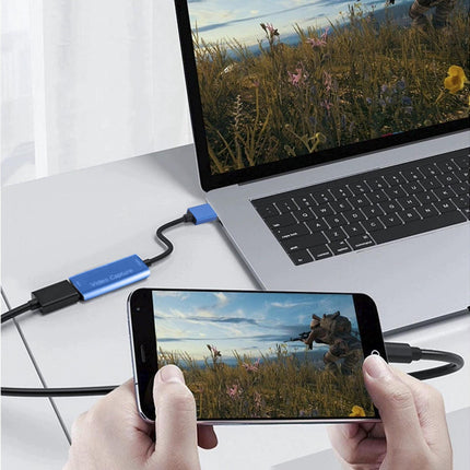 Video Capture Card Portable High Resolution Low Latency HDMI-compatible to USB 3.0 Game Capture Device for Live Streaming Blue