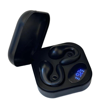 Ear Clip Bluetooth Earbuds HiFi Sound Open Ear Wireless Earphones with Power Display for Sports Running Black