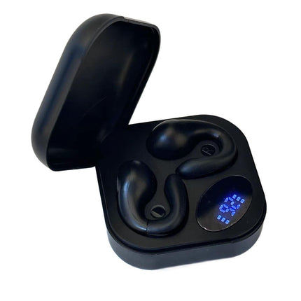 Ear Clip Bluetooth Earbuds HiFi Sound Open Ear Wireless Earphones with Power Display for Sports Running Black