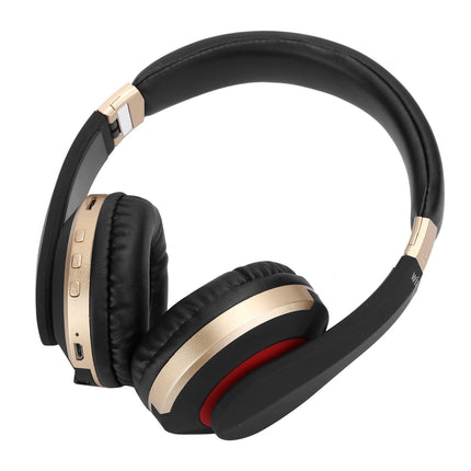Foldable Bluetooth Headset Wireless Over Ear Stereo Headsets with Mic Gaming HeadphoneGold