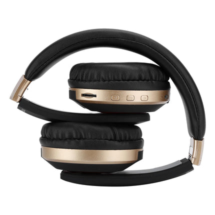 Foldable Bluetooth Headset Wireless Over Ear Stereo Headsets with Mic Gaming HeadphoneGold