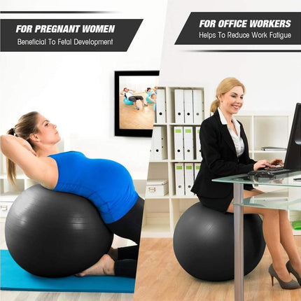 Anti-Burst Exercise Ball, Fitness & Yoga Ball Supports with Quick Pump for Gym, Chair