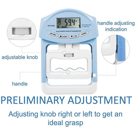 Digital Hand Dynamometer Grip Strength Measurement Meter Auto Capturing Electronic Hand Grip Power - Blue