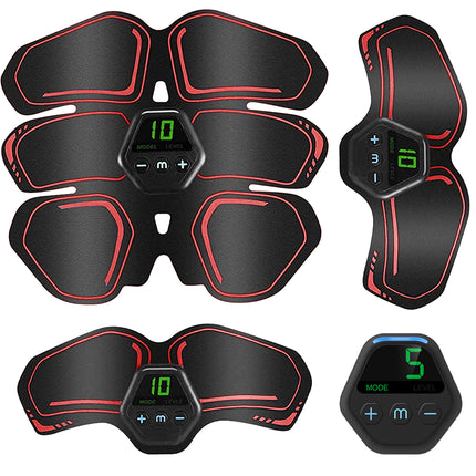 Muscle Toner Abdominal Toning Belt ABS Toner Body Muscle Trainer Wireless Portable Unisex Fitness Training Gear - Red