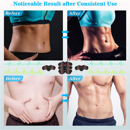 Muscle Toner Abdominal Toning Belt ABS Toner Body Muscle Trainer Wireless Portable Unisex Fitness Training Gear - Red