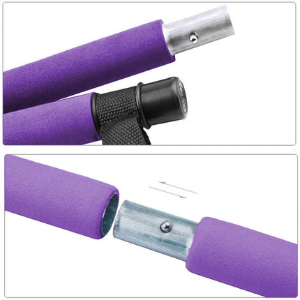 Pilates Exercise Stick Kit,Portable Compact 3-Section Yoga Resistance Bands for Legs and Butt, Pilates Bar with Foot Strap for Full Body Workout - Purple