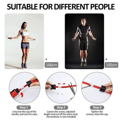 Weighted Jump Rope for Adult Fitness - Long for Cardio Exercise Workouts, Non-Slip Handles - Red