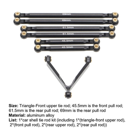 1 Set Tie Rod Kit Upgrade Replacement Black Perfect Matching Rod Link Linkage Kit for Axial SCX24 Accessories
