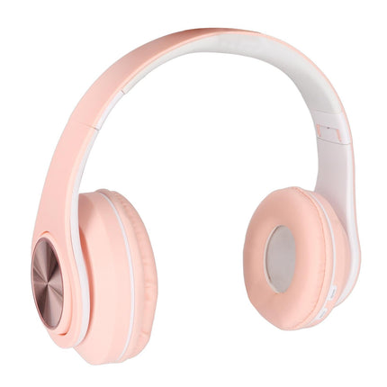 Bluetooth Headset Noise Reduction Foldable Over Ear Wireless Headphone with Colorful Light for Phone Laptop Pink