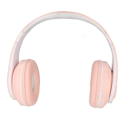 Bluetooth Headset Noise Reduction Foldable Over Ear Wireless Headphone with Colorful Light for Phone Laptop Pink