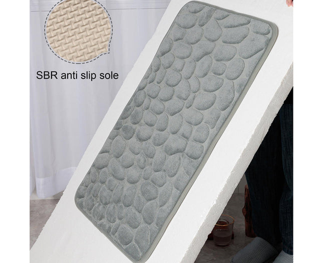 Floor Rugs Easy Clean Water Absorbent Solid Color Anti-slip Entrance Door Bath Mat for Home-Grey 50 80cm – product detail