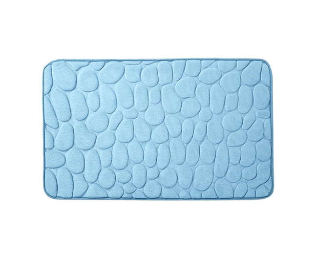 Floor Rugs Easy Clean Water Absorbent Solid Color Anti-slip Entrance Door Bath Mat for Home-Light Blue 50