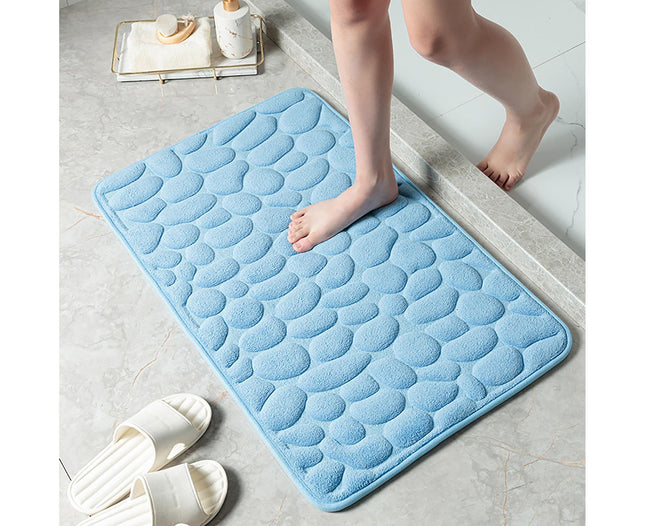 Floor Rugs Easy Clean Water Absorbent Solid Color Anti-slip Entrance Door Bath Mat for Home-Light Blue 50 – product detail