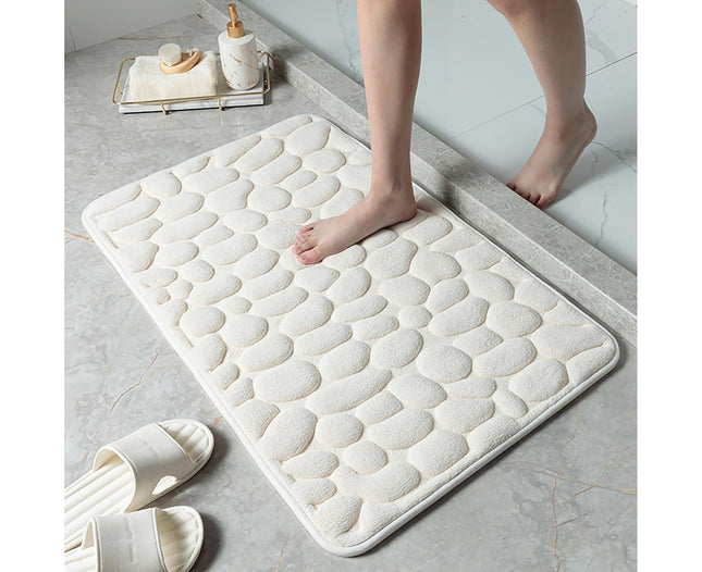 Floor Rugs Easy Clean Water Absorbent Solid Color Anti-slip Entrance Door Bath Mat for Home-Milky White 50 – product detail