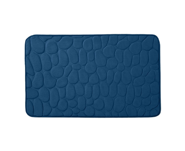 Floor Rugs Easy Clean Water Absorbent Solid Color Anti-slip Entrance Door Bath Mat for Home-Navy Blue 50
