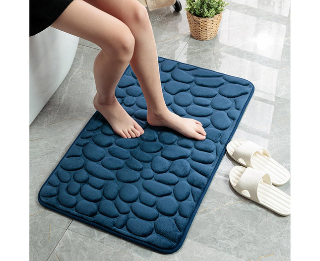 Floor Rugs Easy Clean Water Absorbent Solid Color Anti-slip Entrance Door Bath Mat for Home-Navy Blue 50 – product detail
