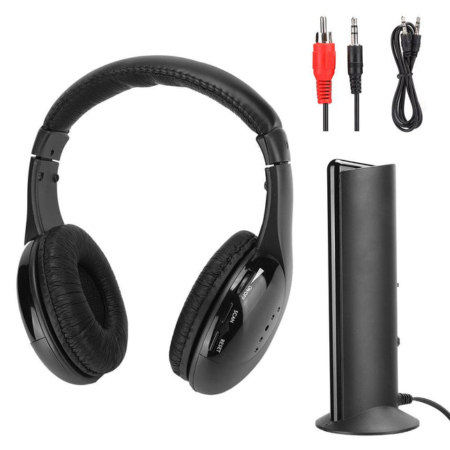 5 in 1 FM Wireless Headset Built in Microphone Earphone Headset with Charging Stand V1263-JX-147