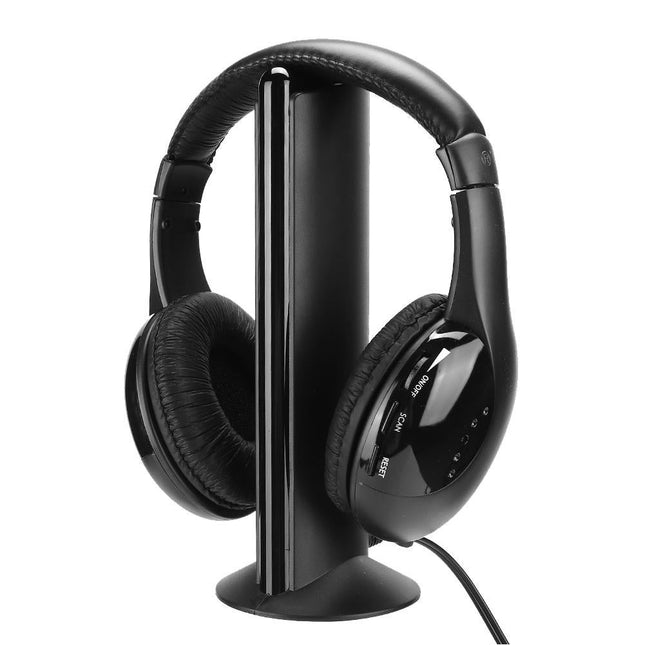 5 in 1 FM Wireless Headset Built in Microphone Earphone Headset with Charging Stand – product detail