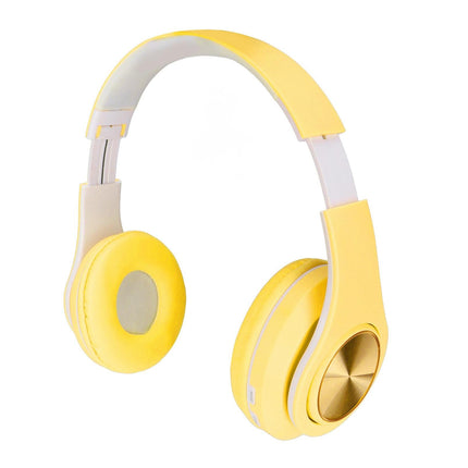Bluetooth Headset Noise Reduction Foldable Over Ear Wireless Headphone with Colorful Light for Phone Laptop Yellow