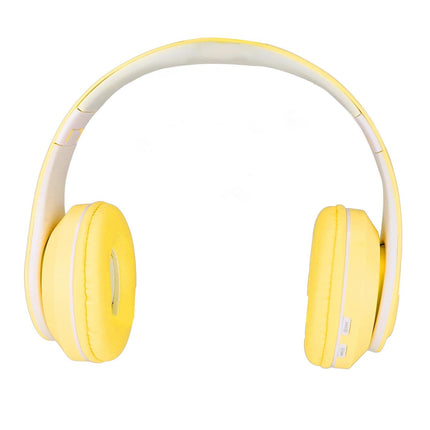 Bluetooth Headset Noise Reduction Foldable Over Ear Wireless Headphone with Colorful Light for Phone Laptop Yellow