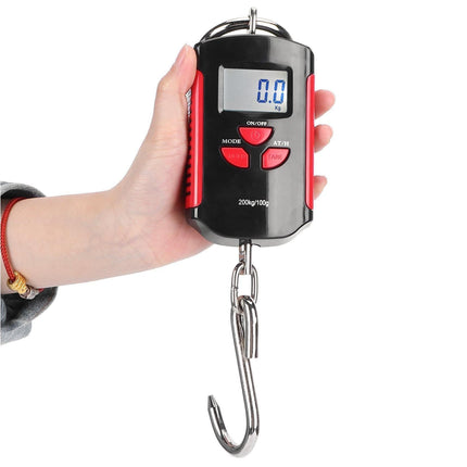 Portable Electronic Hanging Scale Digital LCD Backlit Display kg/lb/JIN 200KG W/HookRed Frame