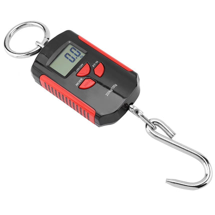 Portable Electronic Hanging Scale Digital LCD Backlit Display kg/lb/JIN 200KG W/HookRed Frame