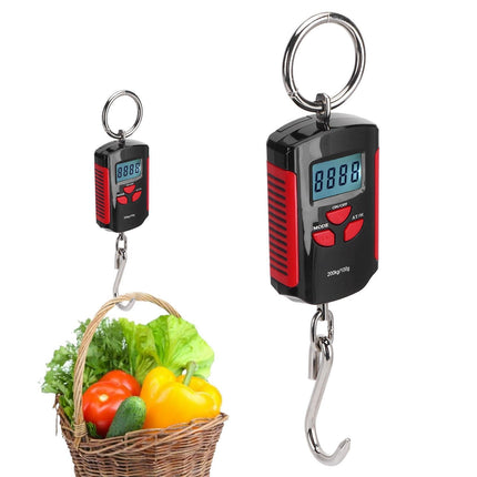 Portable Electronic Hanging Scale Digital LCD Backlit Display kg/lb/JIN 200KG W/HookRed Frame