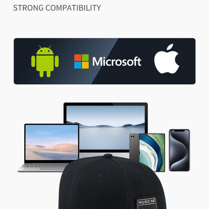 Black Wireless Bluetooth Hat - Sports Cap with Dual Speakers, Bluetooth 5.4,Outdoor Music Hat for Running,Jogging,and Sports