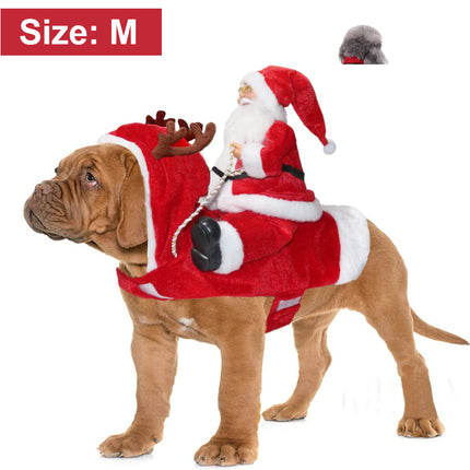 Santa Dog Costume Christmas Pet Clothes Santa Claus Riding Pet Costumes Party Dressing Up Dogs Cats Outfit For Small Medium Dogs Cats