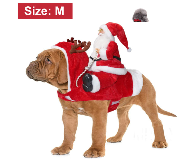 Santa Dog Costume Christmas Pet Clothes Santa Claus Riding Pet Costumes Party Dressing Up Dogs Cats Outfit – product detail