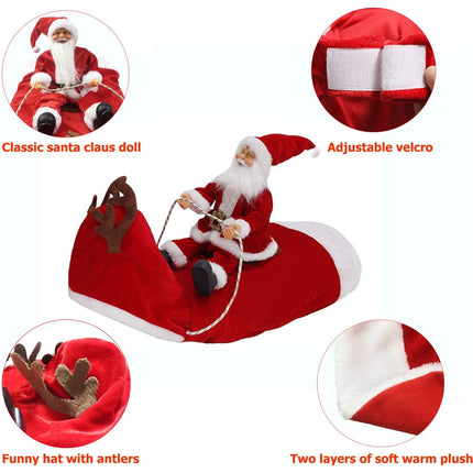 Santa Dog Costume Christmas Pet Clothes Santa Claus Riding Pet Costumes Party Dressing Up Dogs Cats Outfit For Small Medium Dogs Cats