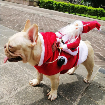 Santa Dog Costume Christmas Pet Clothes Santa Claus Riding Pet Costumes Party Dressing Up Dogs Cats Outfit For Small Medium Dogs Cats