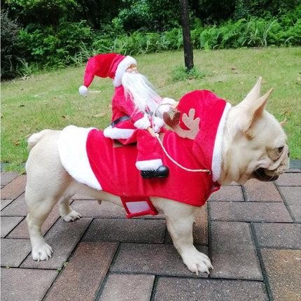 Santa Dog Costume Christmas Pet Clothes Santa Claus Riding Pet Costumes Party Dressing Up Dogs Cats Outfit For Small Medium Dogs Cats